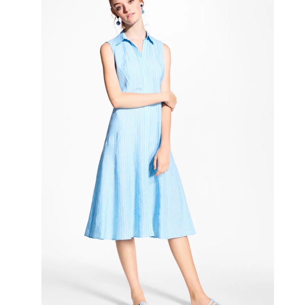 BROOKS BROTHERS Linen Dress Sleeveless Stripe